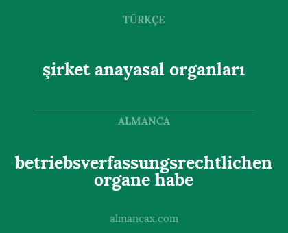 şirket anayasal organları - betriebsverfassungsrechtlichen organe habe