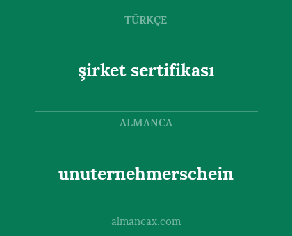unuternehmerschein - şirket sertifikası