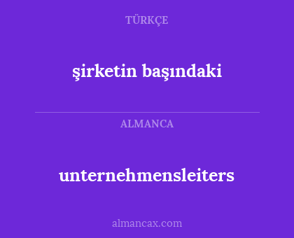 şirketin başındaki - unternehmensleiters