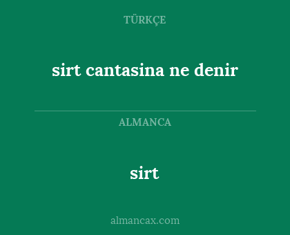 sirt - sirt cantasina ne denir