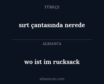wo ist im rucksack - sırt çantasında nerede
