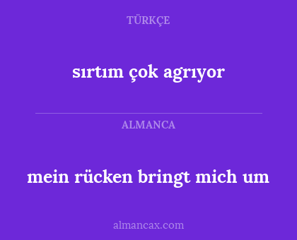 sırtım çok agrıyor - mein rücken bringt mich um