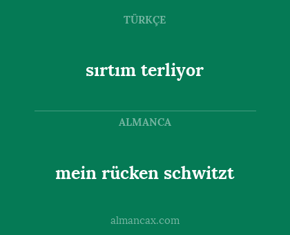 sırtım terliyor - mein rücken schwitzt
