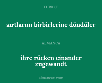 ihre rücken einander zugewandt - sırtlarını birbirlerine döndüler