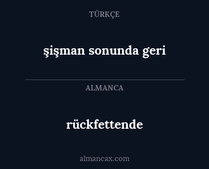 şişman sonunda geri - rückfettende