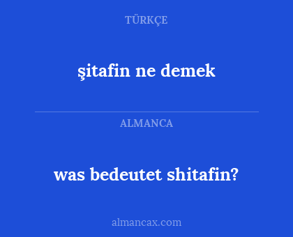 was bedeutet shitafin? - şitafin ne demek