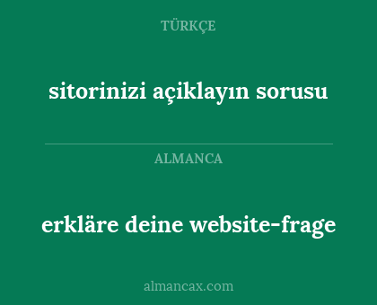 erkläre deine website-frage - sitorinizi açiklayın sorusu