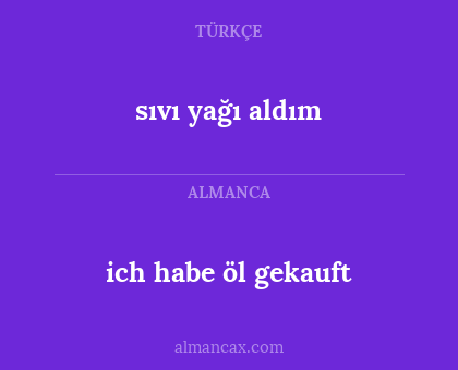 ich habe öl gekauft - sıvı yağı aldım