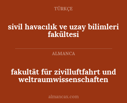 fakultät für zivilluftfahrt und weltraumwissenschaften - sivil havacılık ve uzay bilimleri fakültesi
