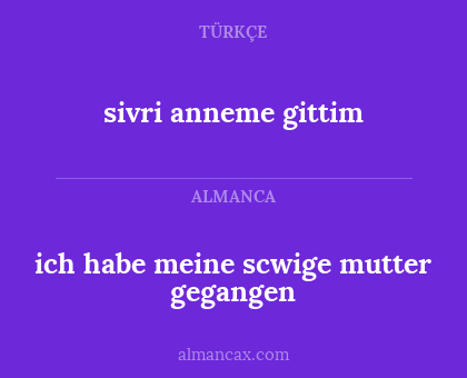 sivri anneme gittim - ich habe meine scwige mutter gegangen