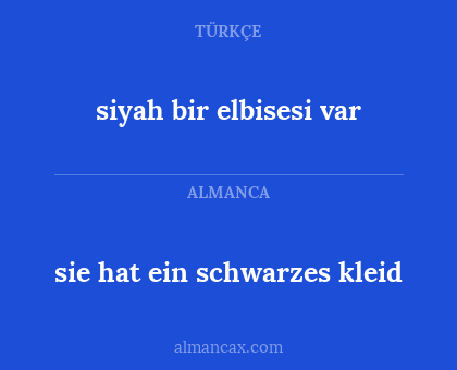 sie hat ein schwarzes kleid - siyah bir elbisesi var