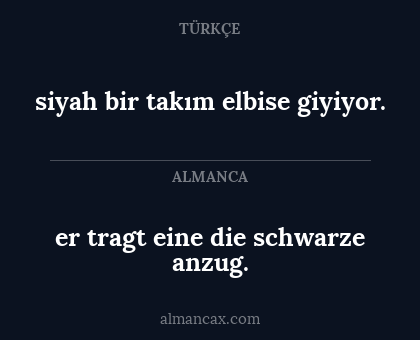 er tragt eine die schwarze anzug. - siyah bir takım elbise giyiyor.