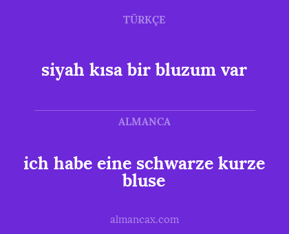 ich habe eine schwarze kurze bluse - siyah kısa bir bluzum var