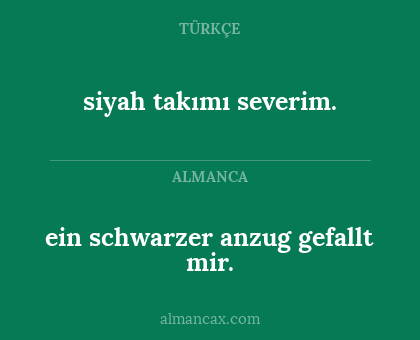 ein schwarzer anzug gefallt mir. - siyah takımı severim.