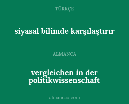 vergleichen in der politikwissenschaft - siyasal bilimde karşılaştırır