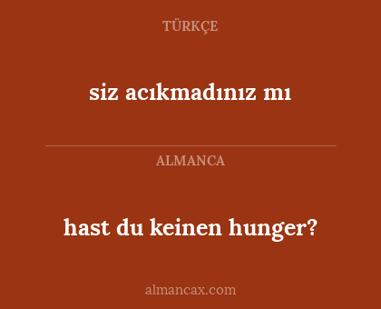 siz acıkmadınız mı - hast du keinen hunger?