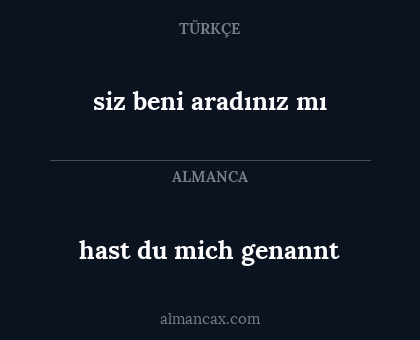hast du mich genannt - siz beni aradınız mı