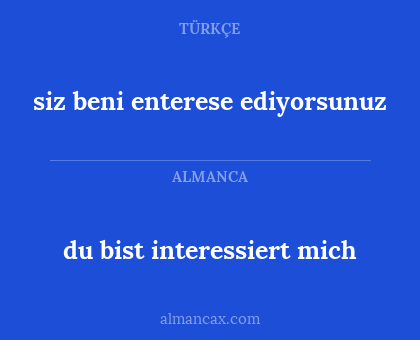 du bist interessiert mich - siz beni enterese ediyorsunuz