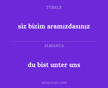 siz bizim aramızdasınız - du bist unter uns