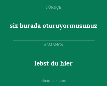 lebst du hier - siz burada oturuyormusunuz