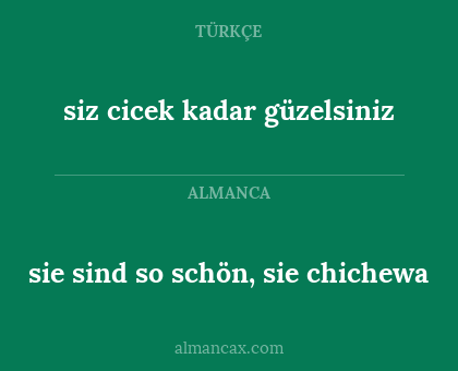 sie sind so schön, sie chichewa - siz cicek kadar güzelsiniz
