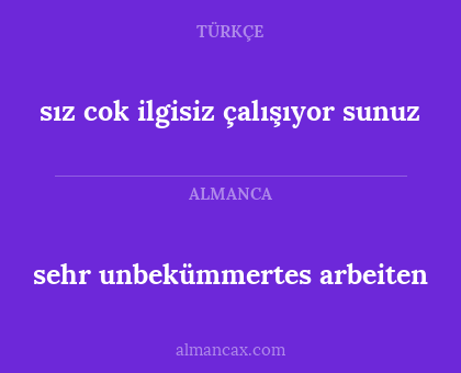 sehr unbekümmertes arbeiten - sız cok ilgisiz çalışıyor sunuz