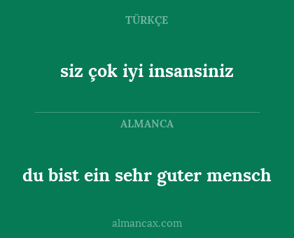 du bist ein sehr guter mensch - siz çok iyi insansiniz