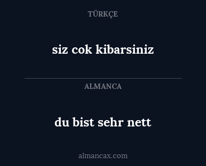 siz cok kibarsiniz - du bist sehr nett