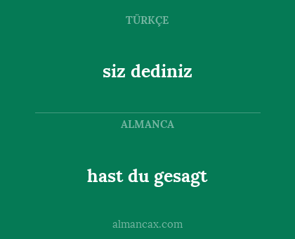hast du gesagt - siz dediniz