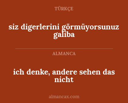 ich denke, andere sehen das nicht - siz digerlerini görmüyorsunuz galiba
