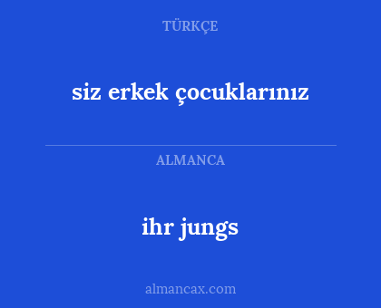 ihr jungs - siz erkek çocuklarınız