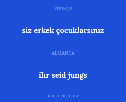 ihr seid jungs - siz erkek çocuklarsınız