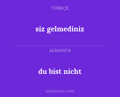 du bist nicht - siz gelmediniz