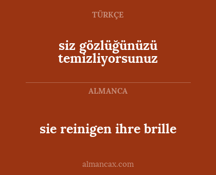siz gözlüğünüzü temizliyorsunuz - sie reinigen ihre brille