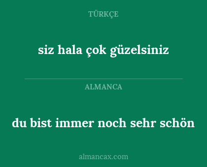 du bist immer noch sehr schön - siz hala çok güzelsiniz