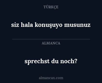 sprechst du noch? - siz hala konuşuyo musunuz