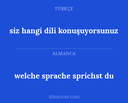 siz hangi dili konuşuyorsunuz - welche sprache sprichst du