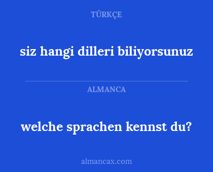 welche sprachen kennst du? - siz hangi dilleri biliyorsunuz