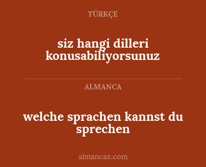 siz hangi dilleri konusabiliyorsunuz - welche sprachen kannst du sprechen