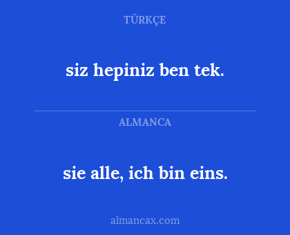 sie alle, ich bin eins. - siz hepiniz ben tek.