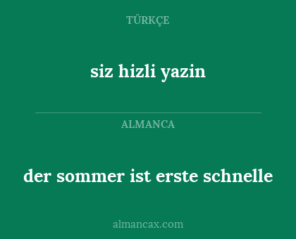 der sommer ist erste schnelle - siz hizli yazin