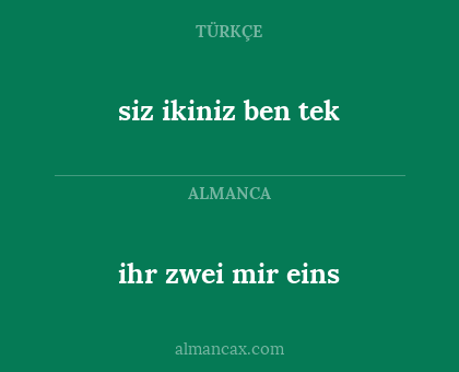 ihr zwei mir eins - siz ikiniz ben tek