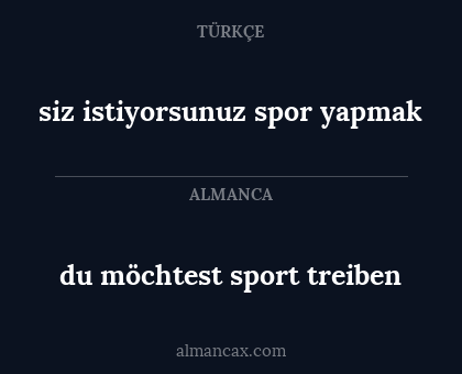 siz istiyorsunuz spor yapmak - du möchtest sport treiben
