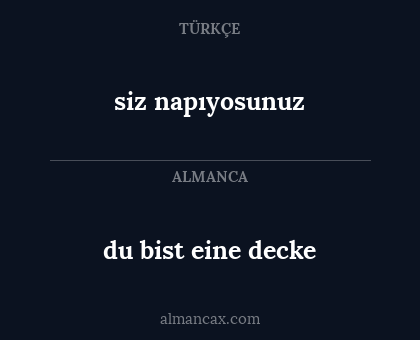 du bist eine decke - siz napıyosunuz