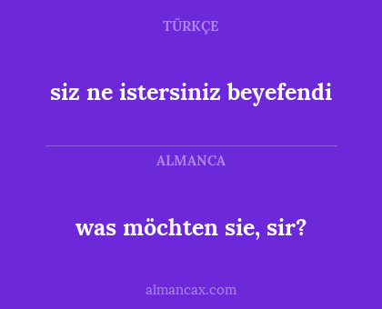 was möchten sie, sir? - siz ne istersiniz beyefendi