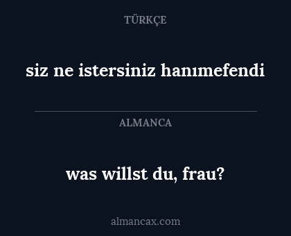 was willst du, frau? - siz ne istersiniz hanımefendi