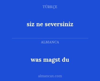 was magst du - siz ne seversiniz