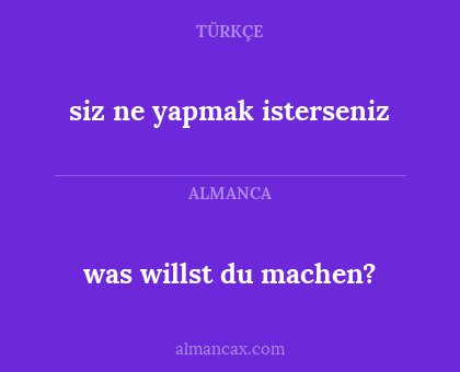 siz ne yapmak isterseniz - was willst du machen?