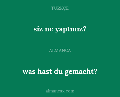 siz ne yaptınız? - was hast du gemacht?