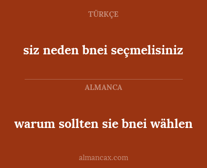 warum sollten sie bnei wählen - siz neden bnei seçmelisiniz